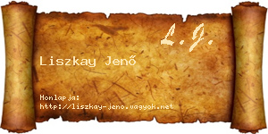 Liszkay Jenő névjegykártya